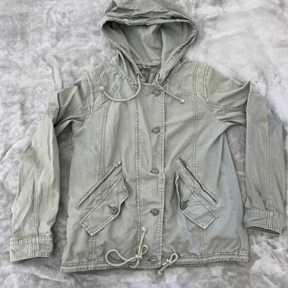 American Eagle Hooded Utility Jacket Brushed Sage Green w/ Removable Vest Small - Picture 1 of 11